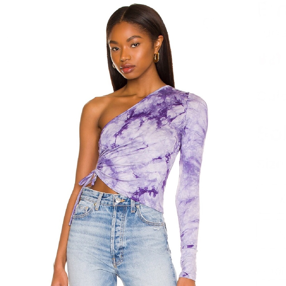 Superdown Ember Purple Tie Dye One Shoulder Top Sz S